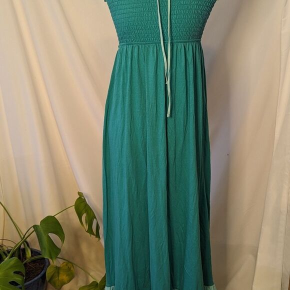 Energie Two-Tone Turquoise Strapless Maxi Dress - L - Picture 3 of 3